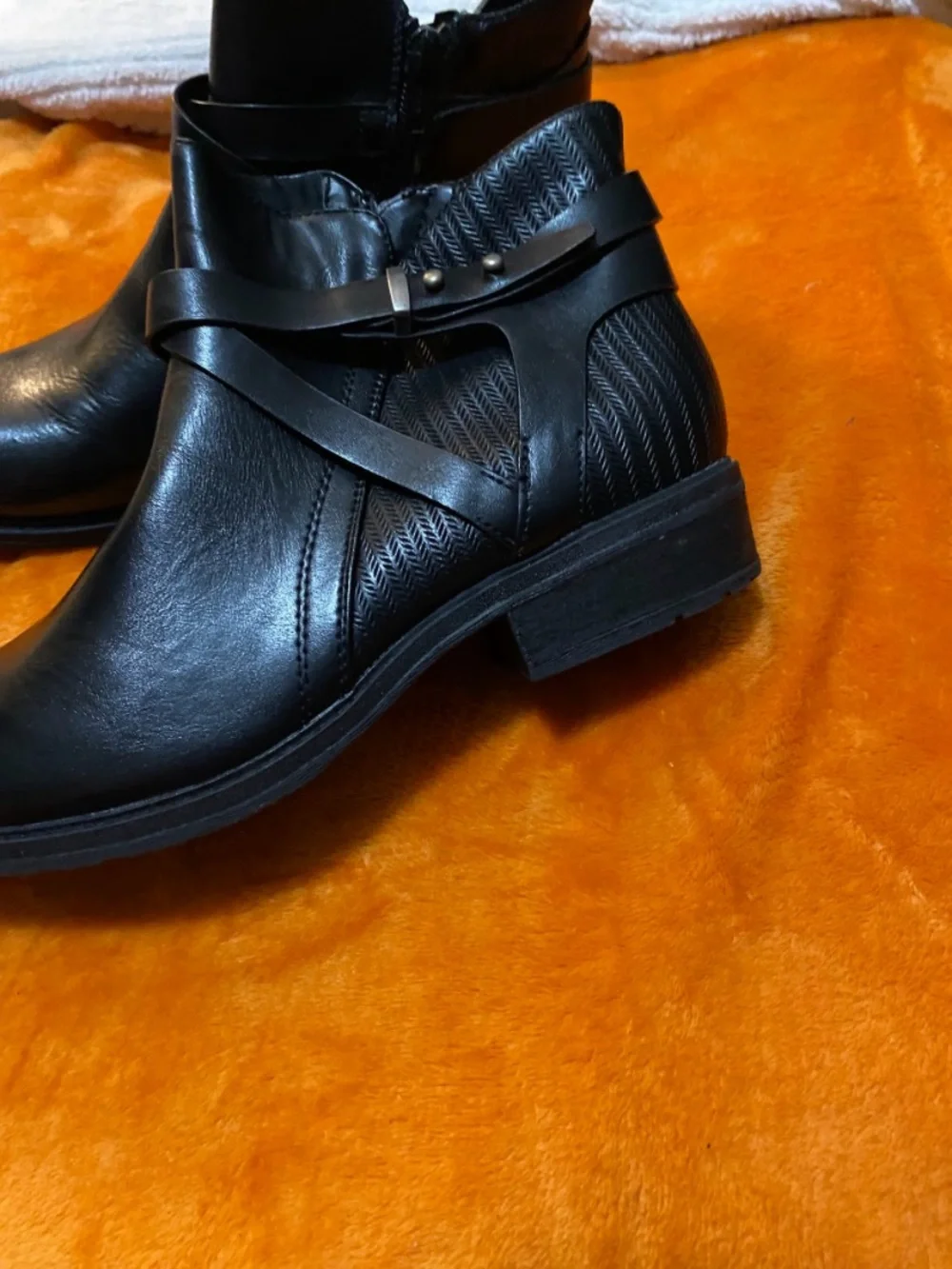 Women’s Baretraps  Black Ankle Boots with Decorative Strap
